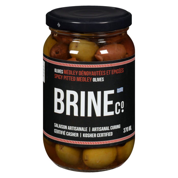 Brine&Co. Olives Medley Dénoyautées et Épicées, 370 ml