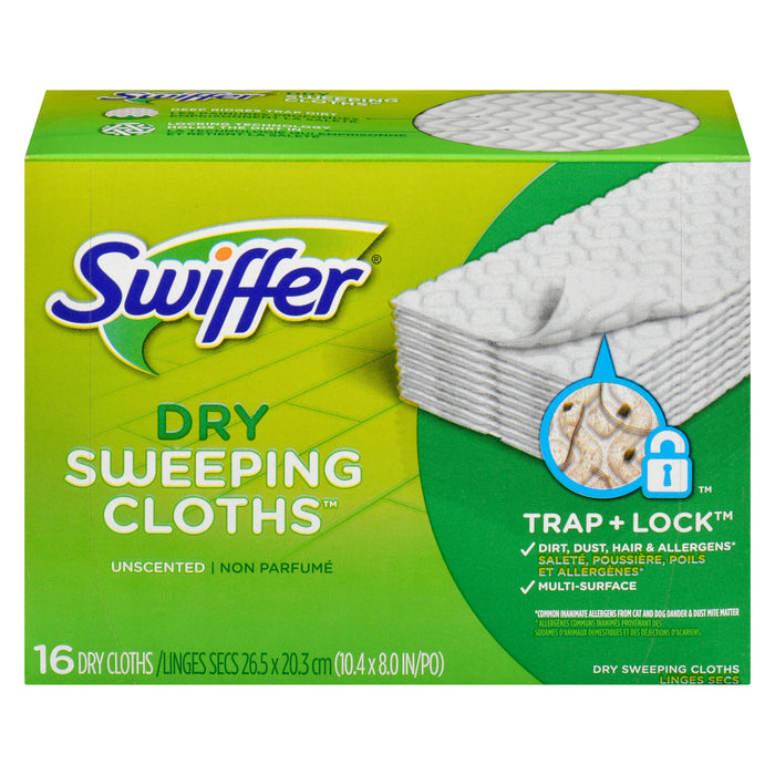 Recharges de linges secs non parfumés Swiffer Sweeper - emb. de 16