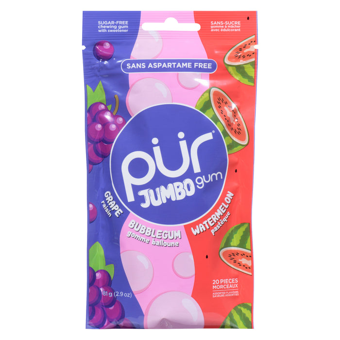 Pür Sugar-Free Chewing Gum with Sweetener Jumbo, 20-Pack, 81 g