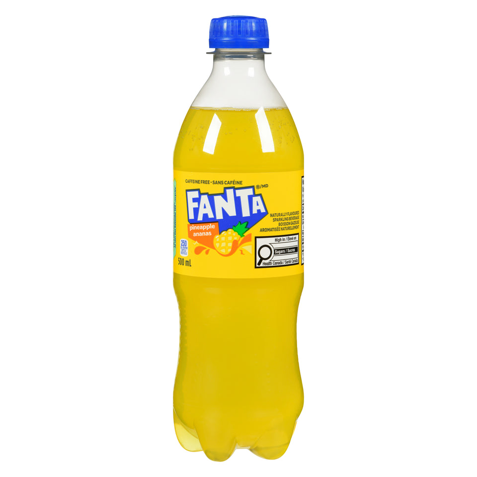Fanta Naturally Flavoured Sparkling Beverage Pineapple, 500 ml
