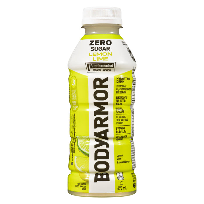 BODYARMOR SuperDrink Zéro Sucre Boisson Hydratante Citron et Lime, 473 ml