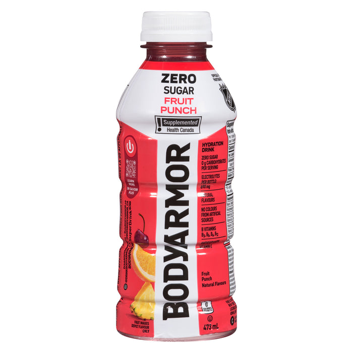BODYARMOR SuperDrink Zero Sugar Hydration Drink Fruit Punch, 473 ml