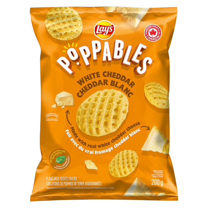 Collations de pommes de terre assaisonnées à saveur de cheddar blanc Lay’s Poppables, 200 g 