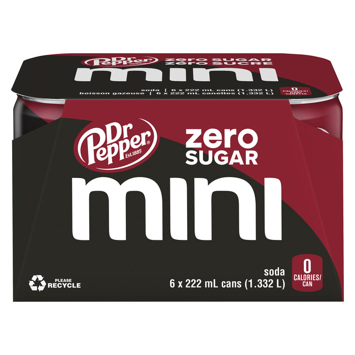 Dr Pepper Mini Boisson Gazeuse Zéro Sucre, emb. de 6, 222 ml