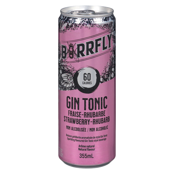 Barrfly Sparkling Flavoured Gin Tonic Style Beverage Strawberry-Rhubarb, 355 ml
