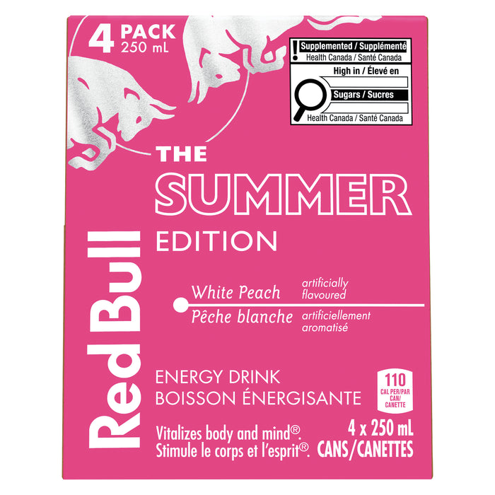 Red Bull Energy Drink White Peach, 4-Pack, 250 ml