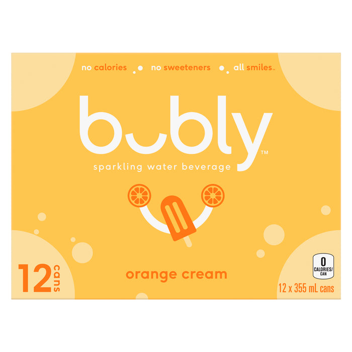 Bubly Boisson à Base d'Eau Pétillante Crème à l'Orange, emb. de 12, 355 ml