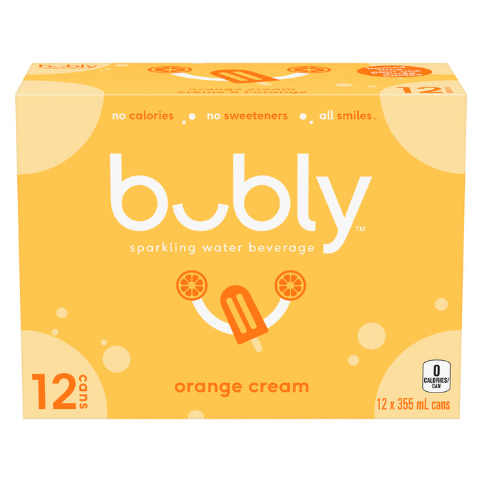 Bubly Sparkling Water Orange Cream, 12-Pack, 355 ml