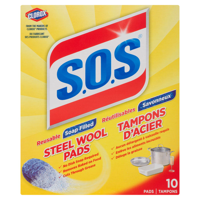 S.O.S Savonneux Tampons d'Acier Réutilisables, emb. de 10