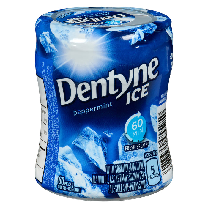 Gomme à la menthe poivrée sans sucre Dentyne Ice, 60 morceaux
