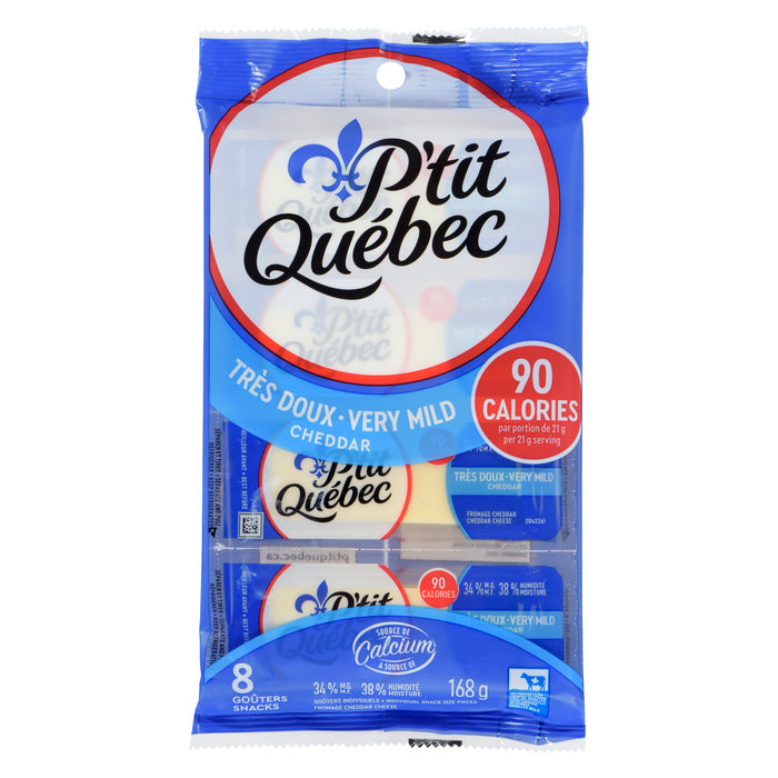 P'tit Québec Fromage Cheddar Léger Très Doux 21 % M.G., emb. de 8, 168 g