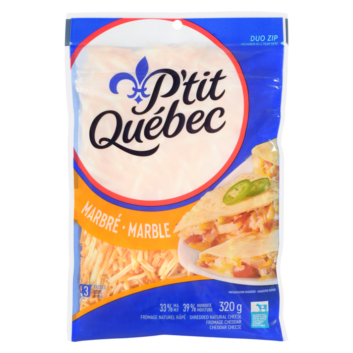 P'tit Québec Shredded Cheddar Cheese Marble, 33 % M.F., 320 g