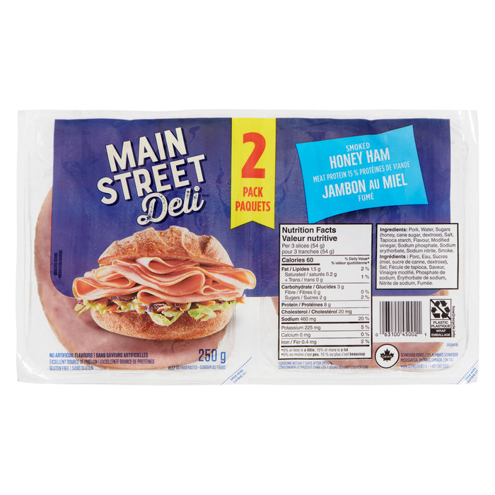 Main Street Deli Smoked Honey Ham, 2-Pack, 250 g