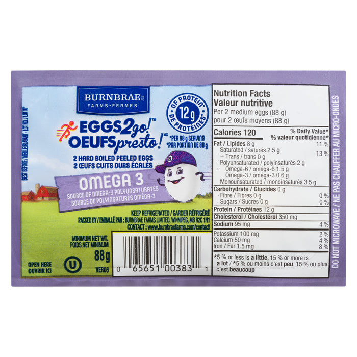 Burnbrae Fermes Oeufspresto ! Œufs Cuits Durs Écalés, emb. de 2, 88 g