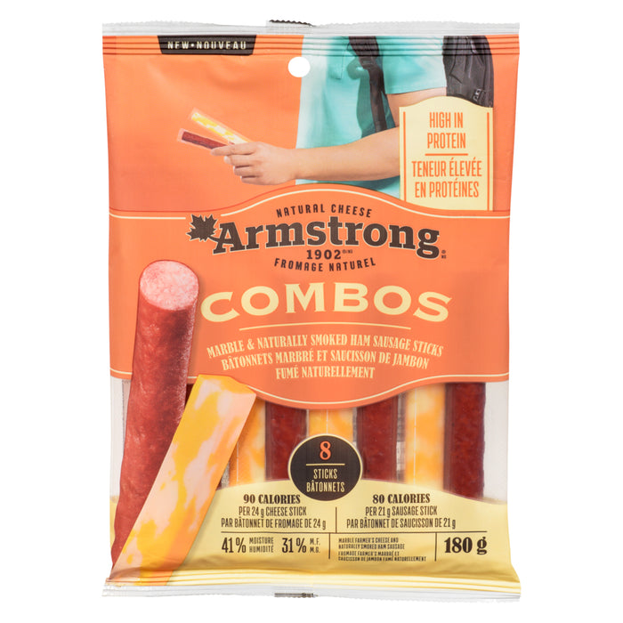 Armstrong Marble & Naturally Smoked Ham Sausage Sticks Combos 31 % M.F., 8-Pack, 180 g