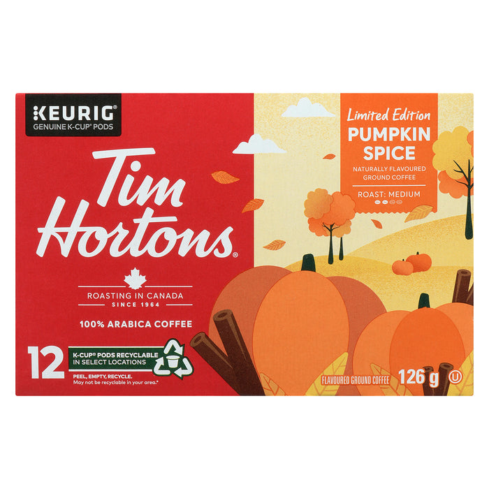 Tim Hortons Café Moulu Aromatisé Édition Limitée Épices d'Automne Torréfaction Moyenne, 12 Capsules K-Cup, 126 g