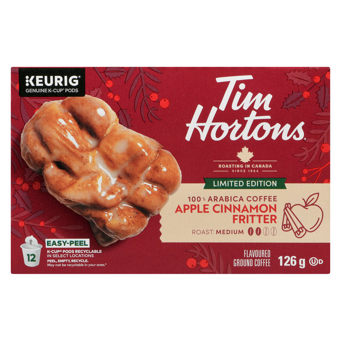 Tim Hortons Apple Cinnamon Fritter, Medium Roast, 12 K-Cup Pods, 126 g