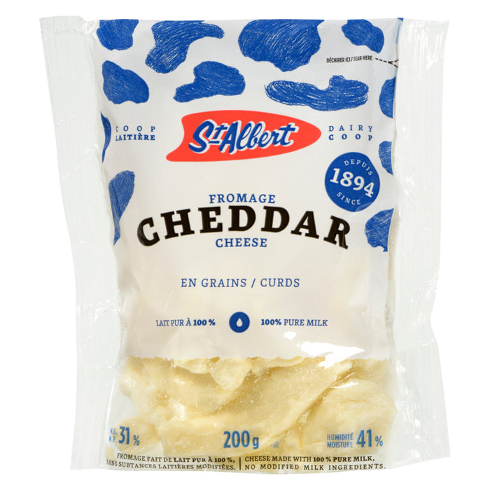 St-Albert Dairy Coop White Cheddar Cheese Curds 31% M.F., 200 g