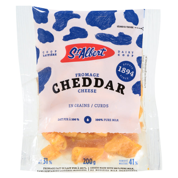 St-Albert Dairy Coop Cheddar Cheese Curds 31 % M.F., 200 g