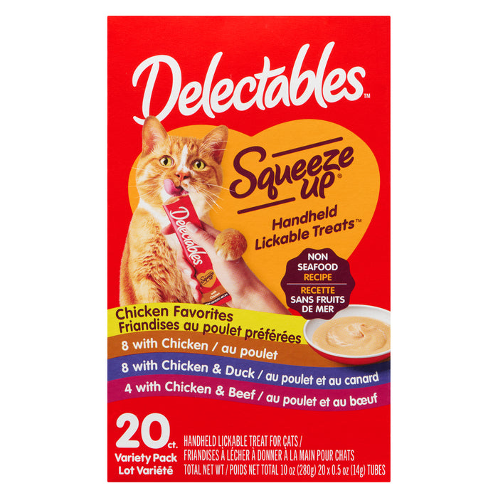 Gâteries pour chats variées à lécher Squeeze Up Delectables, emb. de 20