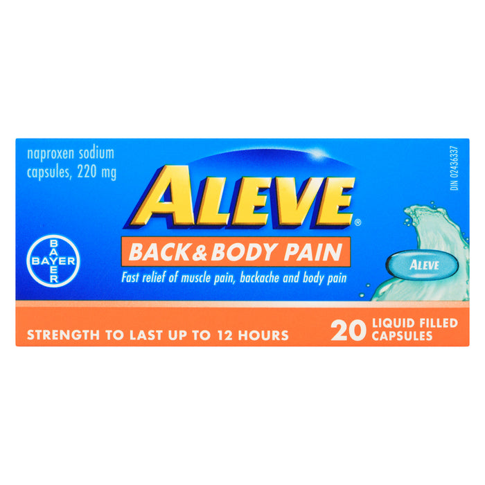 Aleve Capsules de Naproxène Sodique, 220 mg Mal de Dos et Douleur Corporelle, emb. de 20 