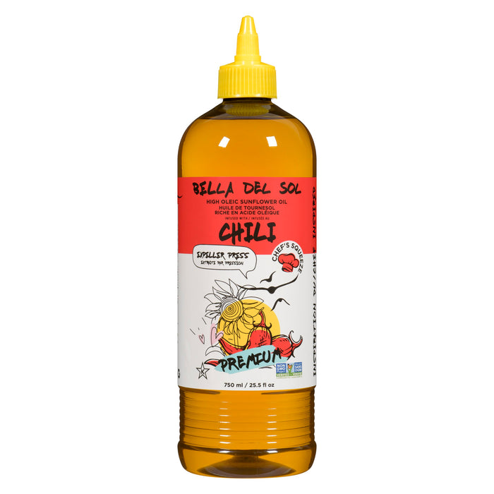 Bella Del Sol High Oleic Sunflower Oil Infused with Chili Organic, 750 ml