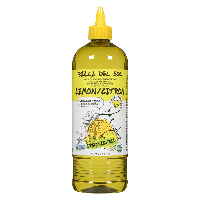 Bella Del Sol High Oleic Sunflower Oil Infused with Lemon Organic, 750 ml