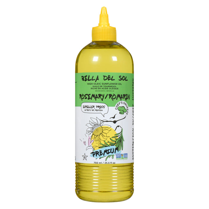 Huile de tournesol riche en acide oléique infusée au romarin Bella Del Sol, 750 ml