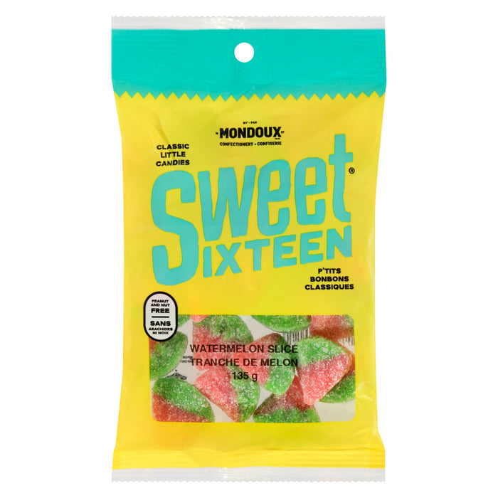 Tranches de melon d'eau sures P'tits bonbons classiques Sweet Sixteen Mondoux, 135 g