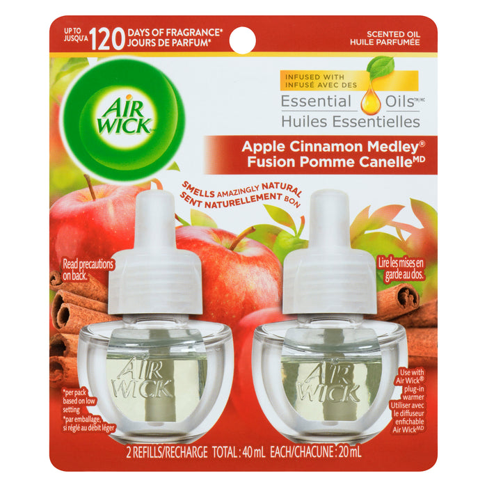 Air Wick Scented Oil Apple Cinnamon Medley Refills, 2-Pack