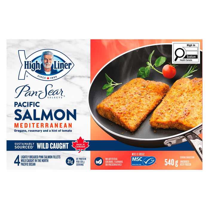 High Liner Poêlée Sélecte Saumon du Pacifique à la Méditerranéenne 4 Filets de Saumon Rose Légèrement Pané 540 g