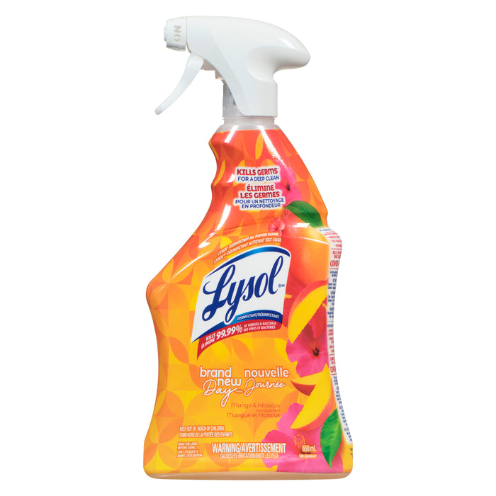 Lysol Nouvelle Journée Désinfectant Nettoyant Tout Usage Parfum Mangue et Hibiscus, 650 ml