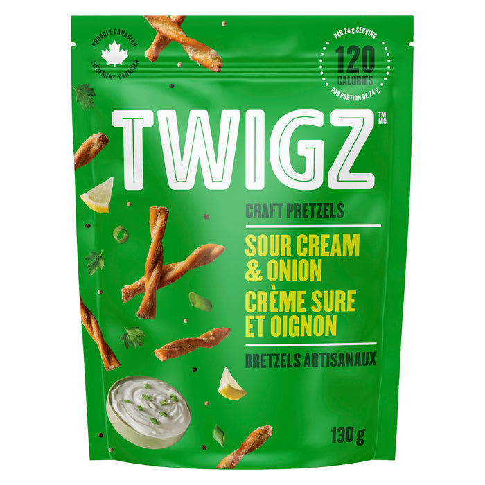 Twigz Craft Pretzels Sour Cream & Onion, 130 g