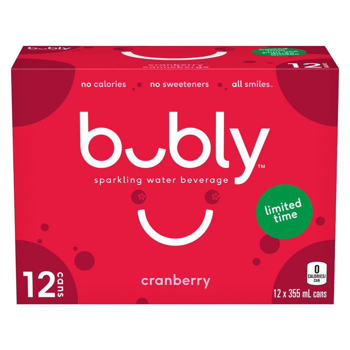 Bubly Boisson à Base d'Eau Pétillante Canneberge, emb. de 12, 355 ml