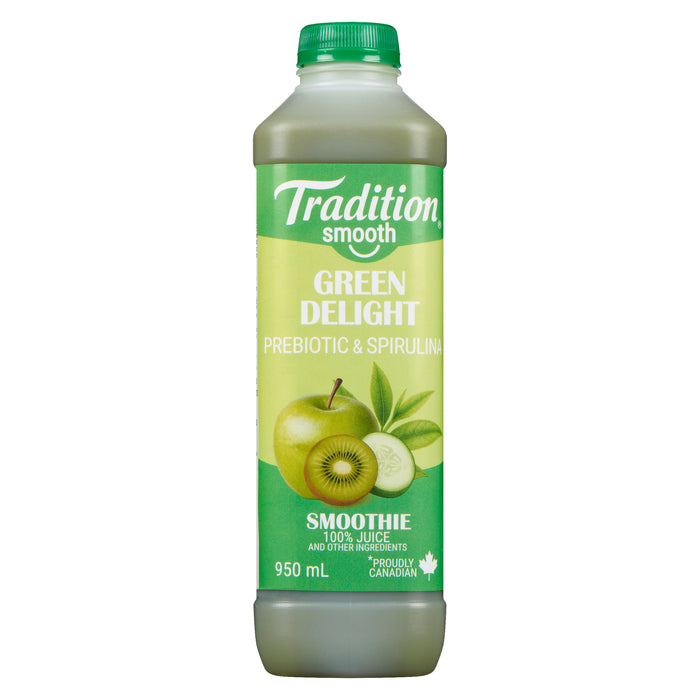 Tradition Smooth Smoothie Délice Vert Prébiotiques et Spiruline, 950 ml