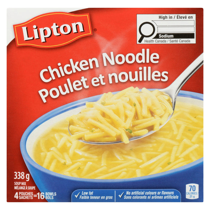 Lipton Mélange à Soupe Poulet et Nouilles Sachets, emb. de 4, 338 g