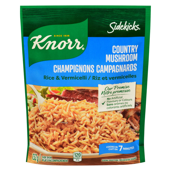 Knorr Sidekicks Plat d'Accompagnement Champignons Campagnards Riz et Vermicelles, 132 g
