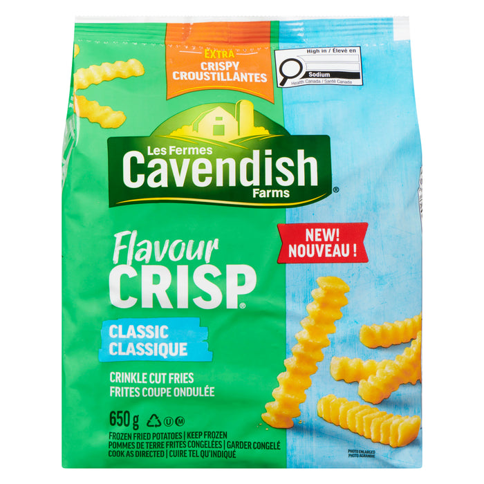 Les Fermes Cavendish Crisp Pommes de Terre Frites Congelées Classique Frites Coupe Ondulée, 650 g