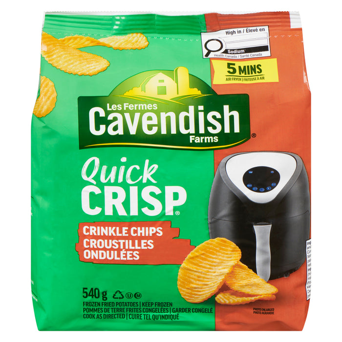 Les Fermes Cavendish Quick Crisp Pommes de Terre Frites Congelées Croustilles Ondulées, 540 g