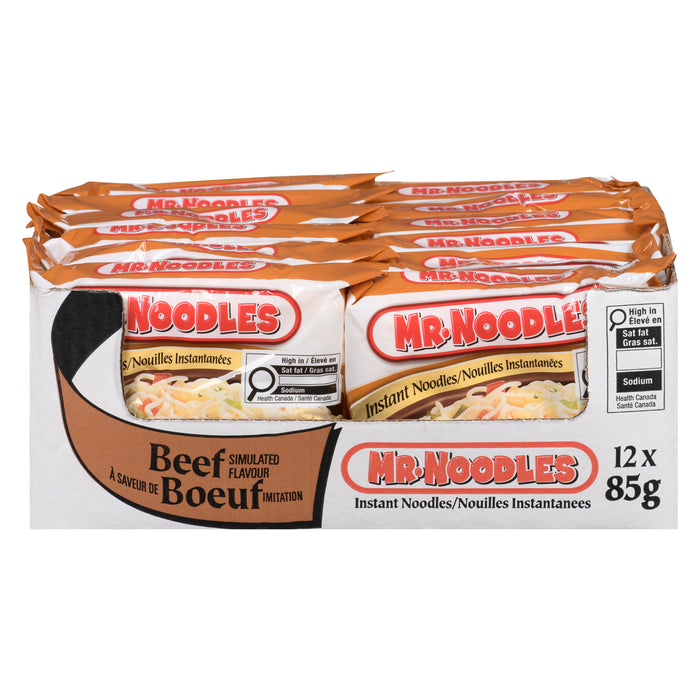 Mr. Noodles Instant Noodles Beef Simulated Flavour, 85 g, 12-Pack