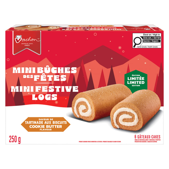 Vachon Mini Festive Logs Cookie Butter Cakes, 6-Pack, 250 g