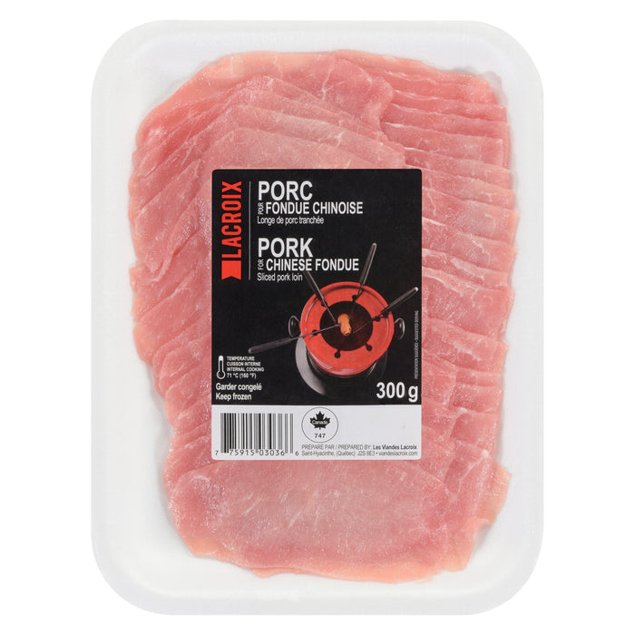 Longe de porc tranchée pour fondue chinoise Lacroix, 300 g
