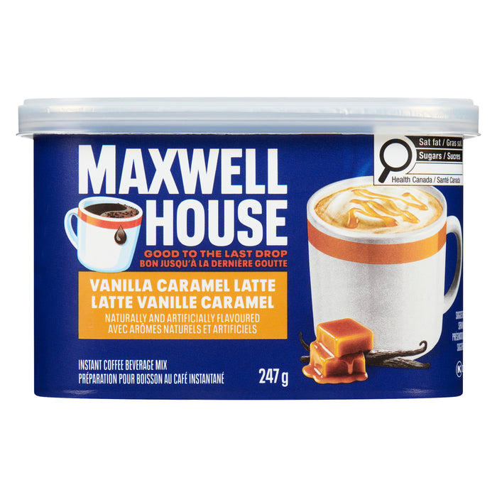 Maxwell House Préparation pour Boisson au Café Instantané Latte Vanille Caramel, 247 g