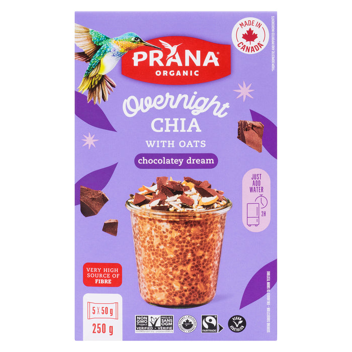 Prana Organic Chocolatey Dream Overnight Chia with Oats, 250-g