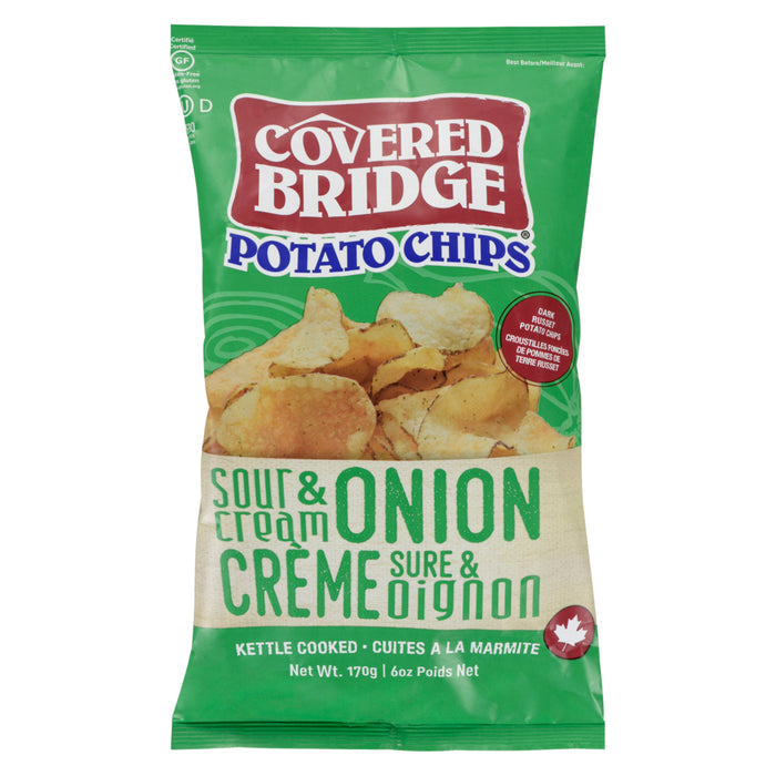 Covered Bridge Potato Chips Sour Cream & Onion, 170 g