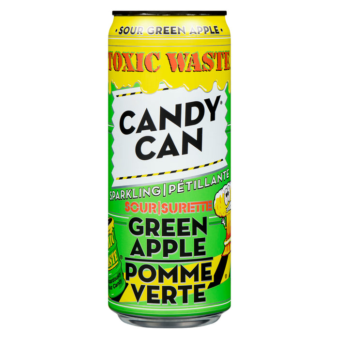 Candy Can Toxic Waste Sparkling Drink Sour Green Apple, 330 ml