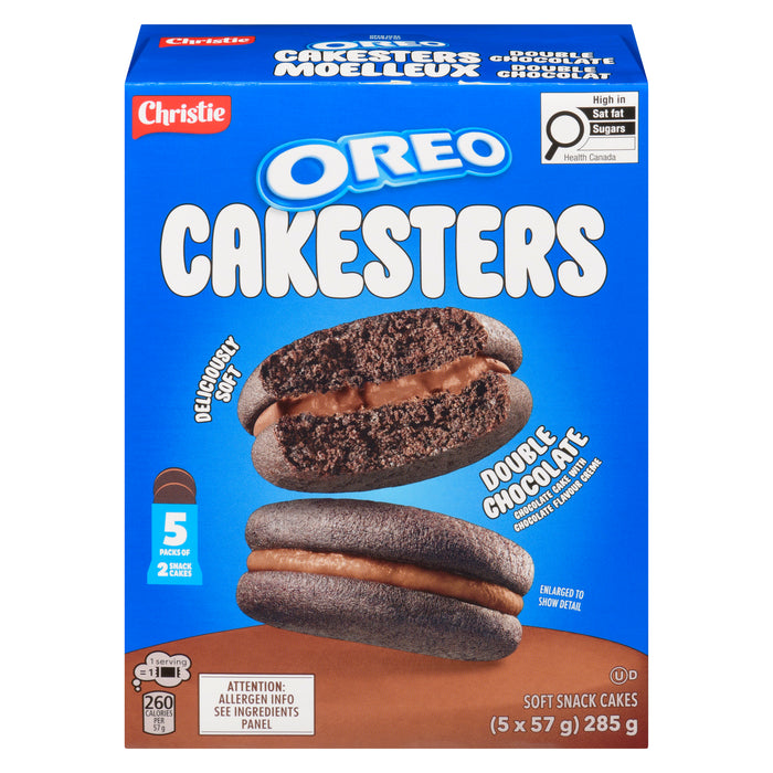 Christie Oreo Cakesters Soft Snack Cakes Double Chocolate, 5-Pack