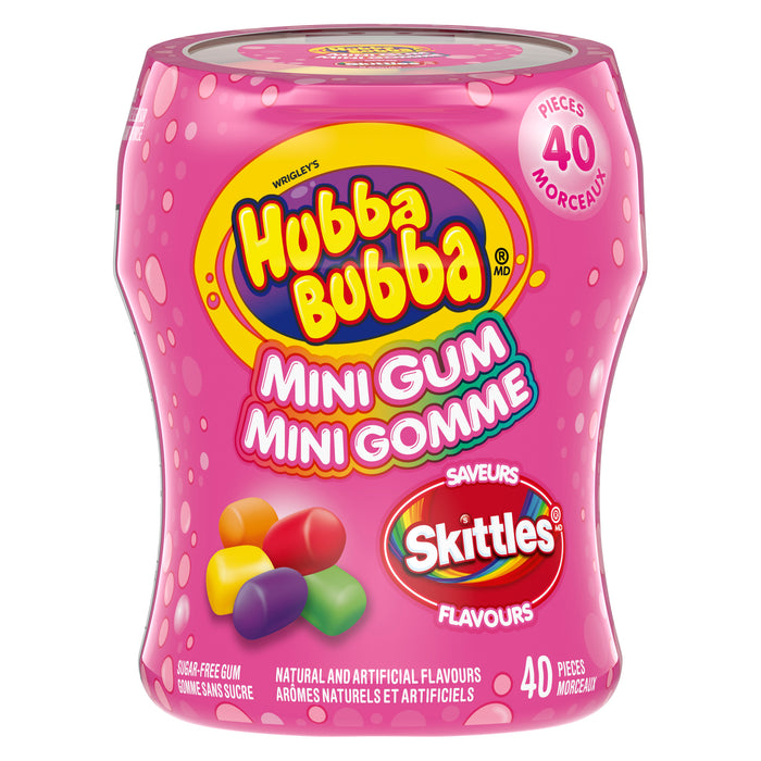Wrigley's Hubba Bubba Sugar-Free Mini Gum, Skittles Flavours, 40-Pack