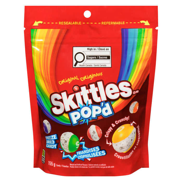 Skittles Pop'd Freeze Dried Candy Original, 155 g