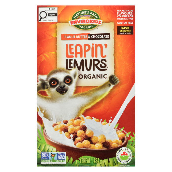 Nature's Path Envirokidz Leapin' Lemurs Céréales Beurre d'Arachide et Chocolat Biologique, 284 g